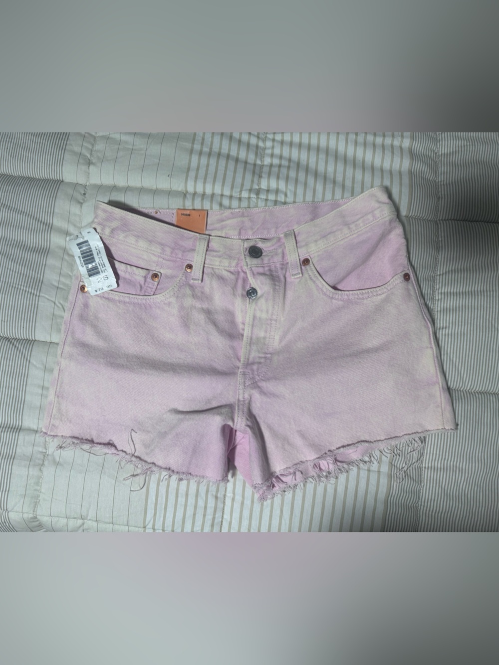 NWT Levi’s 501 Original High Rise Pink Acid Wash Denim Shorts Size 26